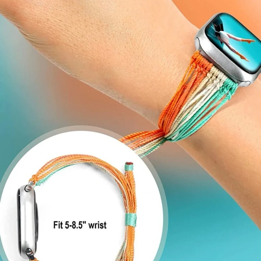3/$22🩶 Sunset Waves Bohemian String Sliding Apple Watch BAND ONLY 38 40 41 NEW